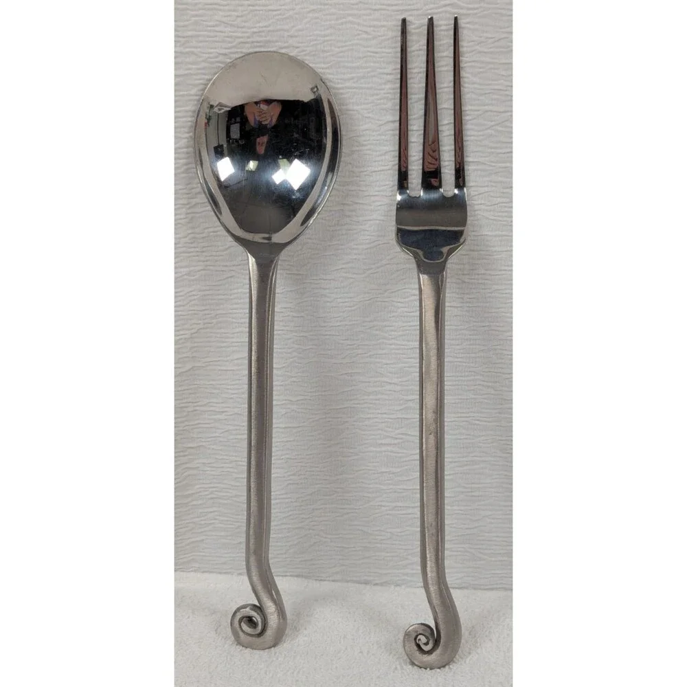Pier 1 Imports - LILY - Dinner Fork  & Spoon - Swirl Scroll Stainless